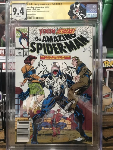 Amazing Spider-Man 374 Newsstand Cgc 9.4 Signed and Sketch By Mark Bagley