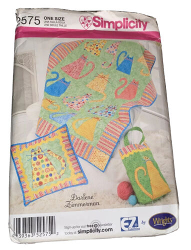 Simplicity 2575 Cat Applique Throw Quilt Pillow Bag Pattern Nursery Baby NEW - Picture 1 of 3