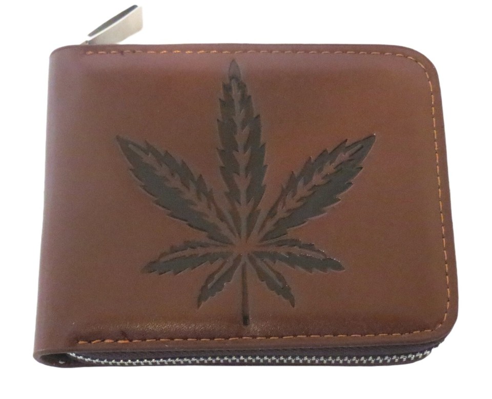 Zippered Bifold Wallet Marijuana Prints ID Credit Card Money Holder ...