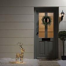 Image of Christmas Outdoor Large Brown Wicker Reindeer Decoration Prelit Warm White LED