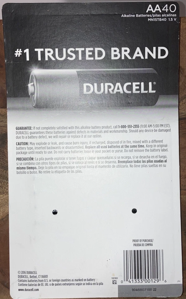 Duracell AA Batteries coppertop 40-count — 第 2/2 张图片
