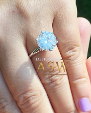 14K WHITE GOLD ROUND CUT SOLITAIRE SIMULATED DIAMOND ENGAGEMENT RING 5.00ct