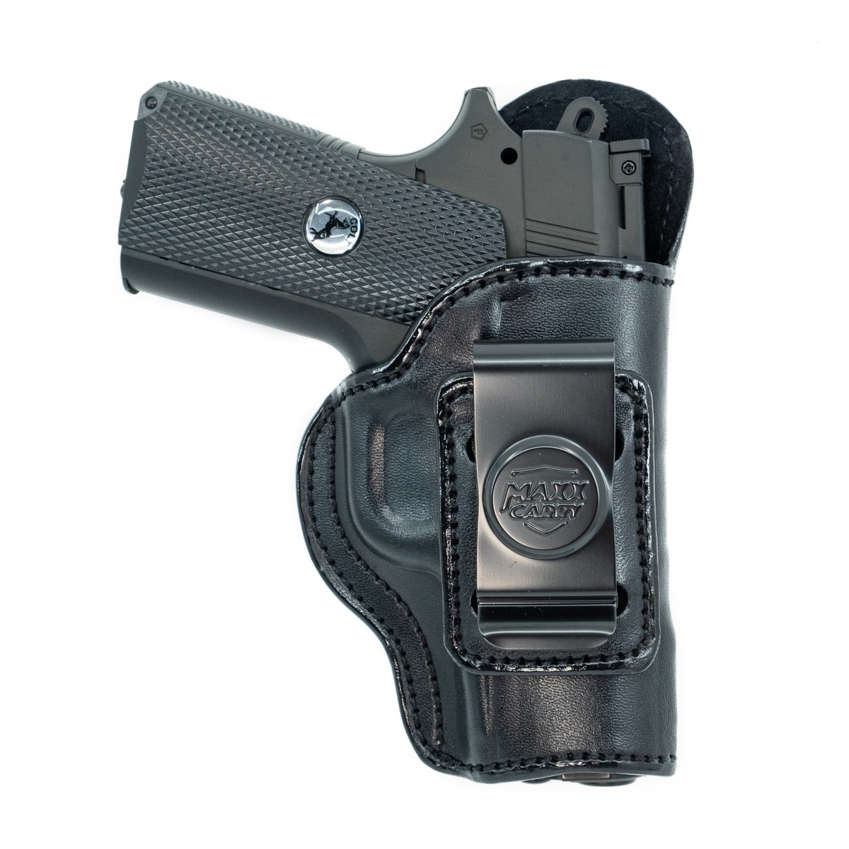 GUN HOLSTER FOR KIMBER SOLO 9MM. IWB LEATHER HOLSTER CONCEAL CARRY