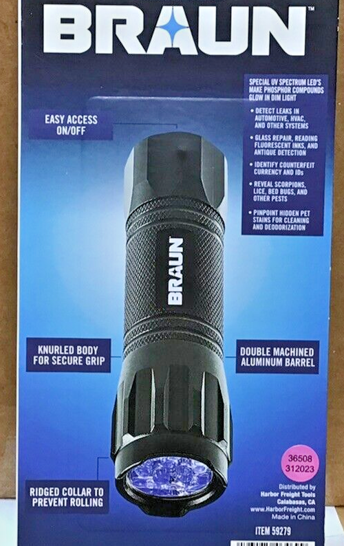 braun uv leak detector black light led flashlight Braun UV Leak Detector Black Light LED Flashlight