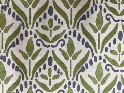 Pednor Trellis Cotton Fabric Moss Green Chess Designs Curtain Blind Upholstery - Image 1 of 4