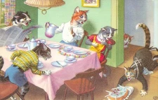 Cats Postcard Eugen Hartung Illustrator Post WW2 Published by Alfred Mainzer N