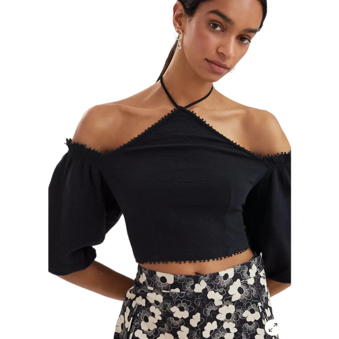 Off the shoulder halter top sales