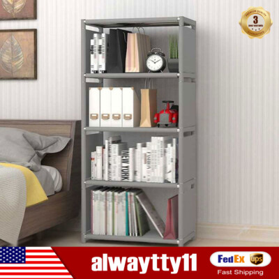 Bookcase Bookshelf Clothes Storage Shelves Shelving Cabinet Display Rack 4 Tier