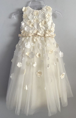 Joan Calabrese for Mon Cheri Flower Girl Dress #112309 Ivory Size 3 NWT
