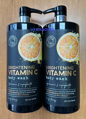 2-Pk BOTANICAL SPA THERAPY Hyaluronic Superfruit BRIGHTENING VITAMIN C Body Wash