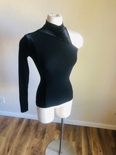 Black Velvet Stretch One Sleeve Ballroom Smooth Latin Women  s Top Size S New