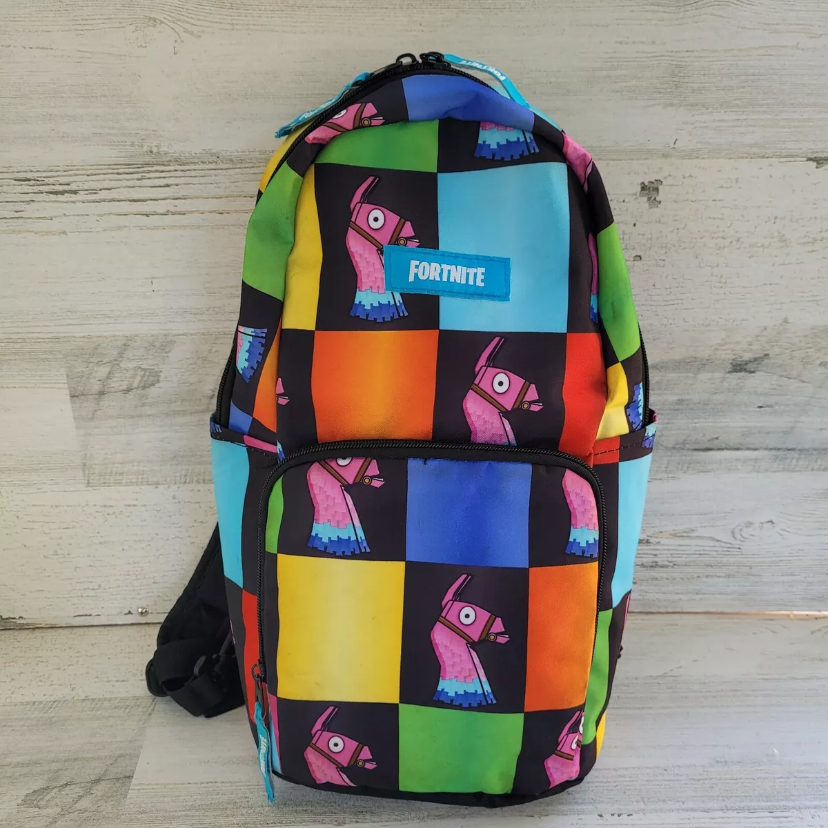 Fortnite Amplify Rainbow Llama Checkered Sling Small Backpack See Pictures