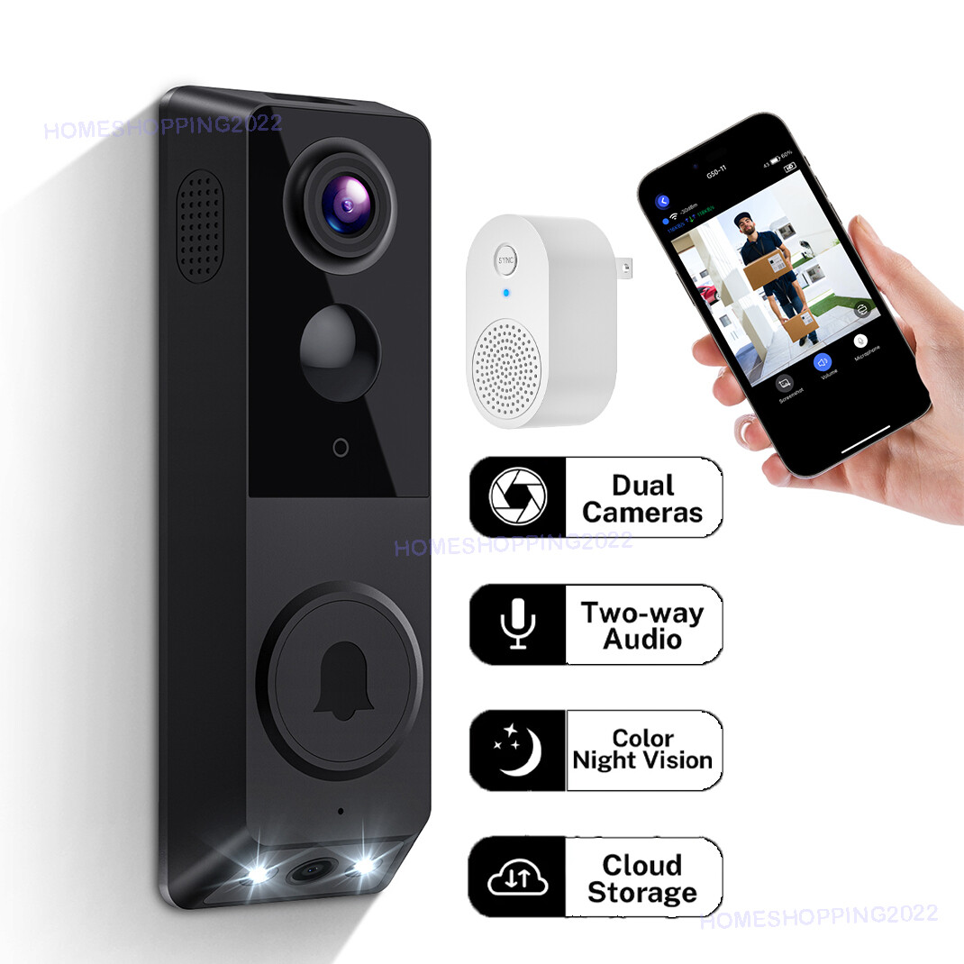 Wireless Doorbell Camera Chime Wifi Video Security Smart AI Human Detection Cam-image