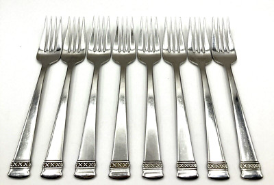 (8) Oneida 18/10 Stainless Flatware Athena Set of 8 Salad Forks Silverware
