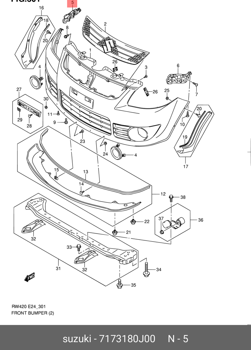 ゆみオーダーページ Genuine OE Holder Front Bumper Side R 7173180J00 for Suzuki 71731