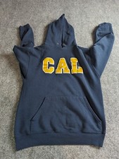 Vintage 90s CAL Berkeley Hoodie Bear Basics Cal Gear Navy Blue Made in USA - M