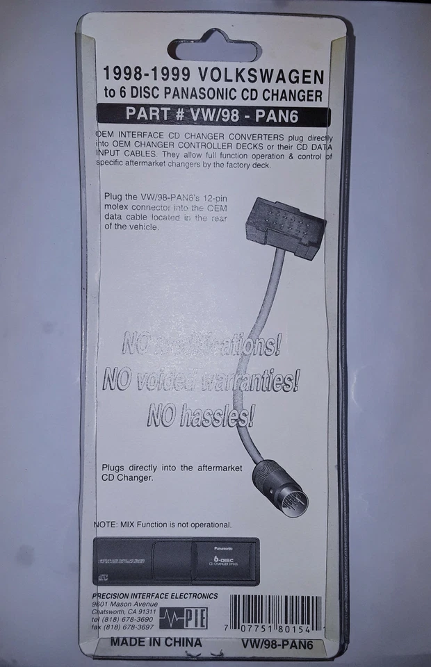 OEM VW/98-PAN6 | 6 Disc CD Changer Converter by PIE (Brand New!) - Image 3 of 3