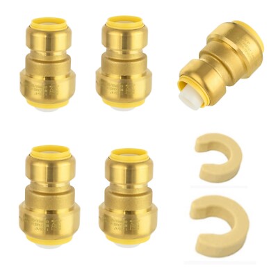 EFIELD 5 PCS 1'' X 3/4'' PUSH FIT REDUCER COUPLING &2 CLIPS, LEAD FREE