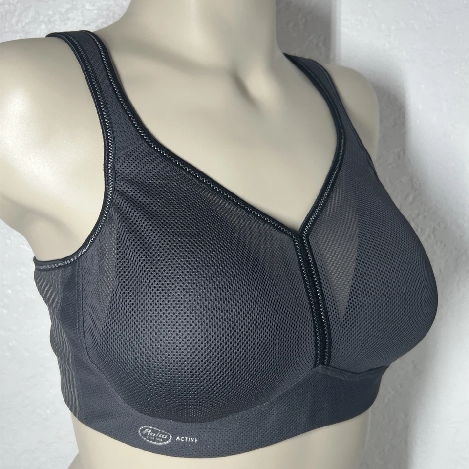 Sujetador deportivo inalámbrico Anita 40A negro antracita control de aire negro correa ancha Foto 4 de 4