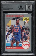 BAS 1990-91 NBA Hoops Chucky Brown #71 BGS Authentic Auto ow6