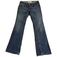 Ariat R.E.A.L. Bootcut Jeans Womens 30R 32x31 Blue Whiskering Denim Cotton