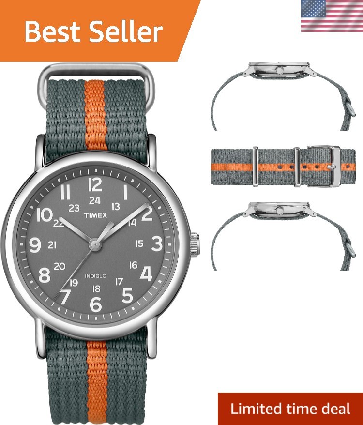 38mm Weekender Unisex Watch with INDIGLO Backlight & Adjustable Durable Strap