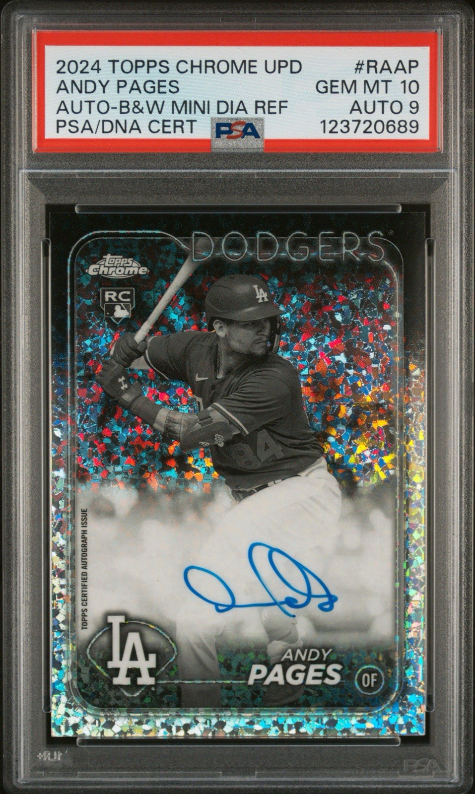 2024 Topps Chrome ANDY PAGES Black & White Diamond Refractor Rookie Auto PSA 10