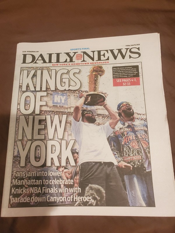 New York Knicks Daily News Parade Celebration 6/19/26 Newspaper Champions NY