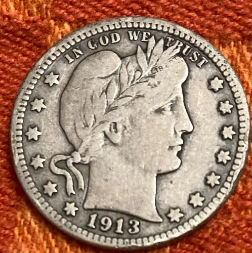 1913 Barber Quarter Fine+
