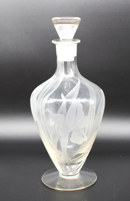 Cambridge Etched Capri Slipper Orchid Crystal Liquor Decanter