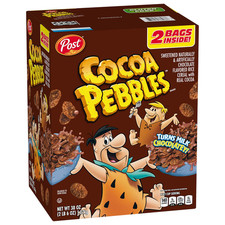 Cocoa Pebbles Cereal, 38 oz. - 2 Pack - Chocolatey Crunchy Breakfast.