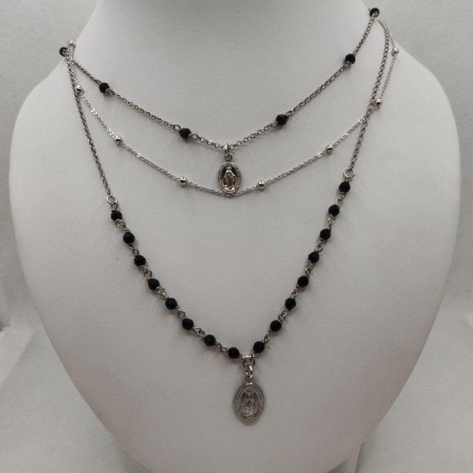 Collana Rosario 3 fili onice cristalli Swarovski Boccadamo XGR309 - Immagine 3 di 4