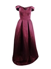Xscape Women's Off-The-Shoulder High-Low Gown (2, Burgundy) 191837043756