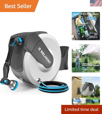 #ad Versatile 1 2 in 100 ft Garden Hose Reel with Easy Auto Rewind amp; Durable Design $237.14