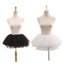 Women Layered Ruffled Tulle Mini Tutu Skirt Petticoat for Cosplay Party Costume