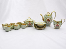 Vintage Raynaud  Co Limoges France 15 Pc Tea Coffee Set Floral Gold Mint Green