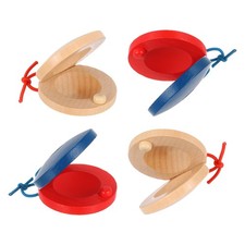 4 Pcs Wooden Castanets, Hand Finger Castanets for Adults Beginner Toy, 2 Colors