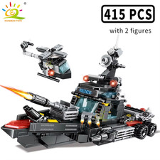 HUIQIBAO 4-in-1 Police Building Blocks Set with Vehicles for Kids