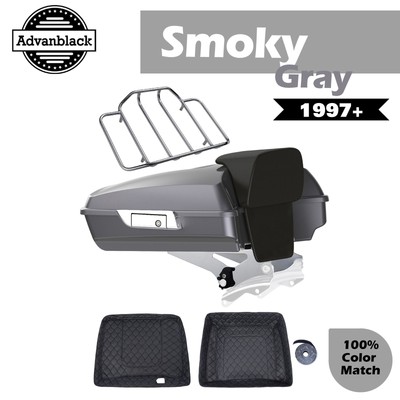 Advanblack Smoky Gray Razor Tour Trunk Pack Luggage For 1997+ Harley Touring