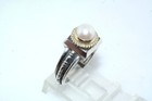 Designer 925 14k Cultured Pearl Sterling Silver & Yellow Gold Ring sz 6.5 — photo 2