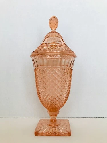 Anchor Hocking Pink Miss America Depression Glass Candy Jar w/Lid