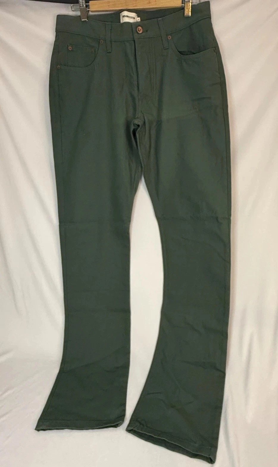 Taylor Stitch Pants Mens 34 Green Moss Duck Canvas Democratic Fit Straight Leg