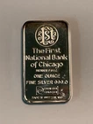 Vintage The First National Bank of Chicago 1 oz .999 Fine Silver Bar, # 023046