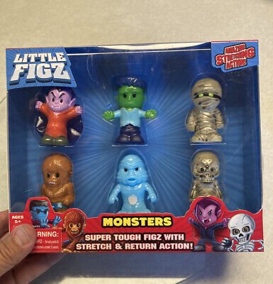Monsters Little Figz Figures Stretch Action Vampire Frankenstein Mummy Werewolf 885777910499 | eBay
