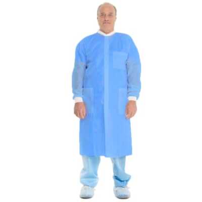 Halyard Basic Plus Lab Coat, Small, Blue, 25/Box