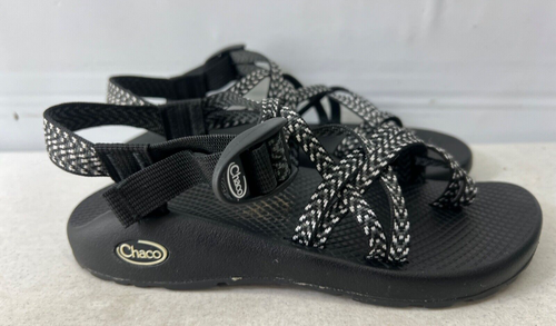 CHACO ZX2 CLASSIC WOMEN'S 8 BLACK WHITE STRAPPY TOE LOOP OUTDOOR HIKING SANDALS