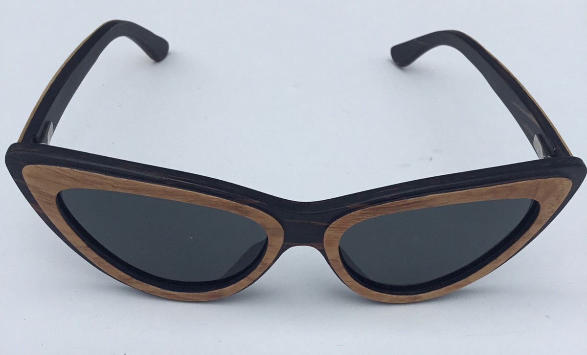 Chopper Design Metal and Wooden Handmade Sunglasses - Polarized Keanu Vintage Hipsters Ebony & Maple Recycled Skateboard  main image 4