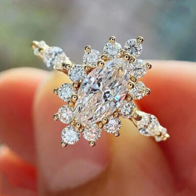 Elegant Women Wedding 18k Yellow Gold Plated Ring Cubic Zirconia Jewelry Sz 6-10