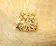 13MM SOLID 14K YELLOW GOLD HAWAIIAN DC PLUMERIA DOLPHIN TAPERED SLIDE PENDANT
