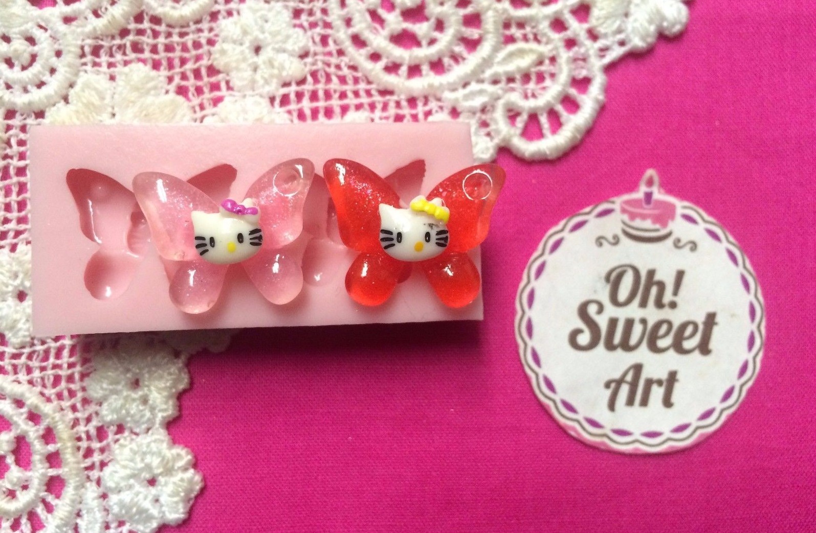 Hello Kitty Butterflies Silicone Mold Food Safe Cake Decoration Cupcake